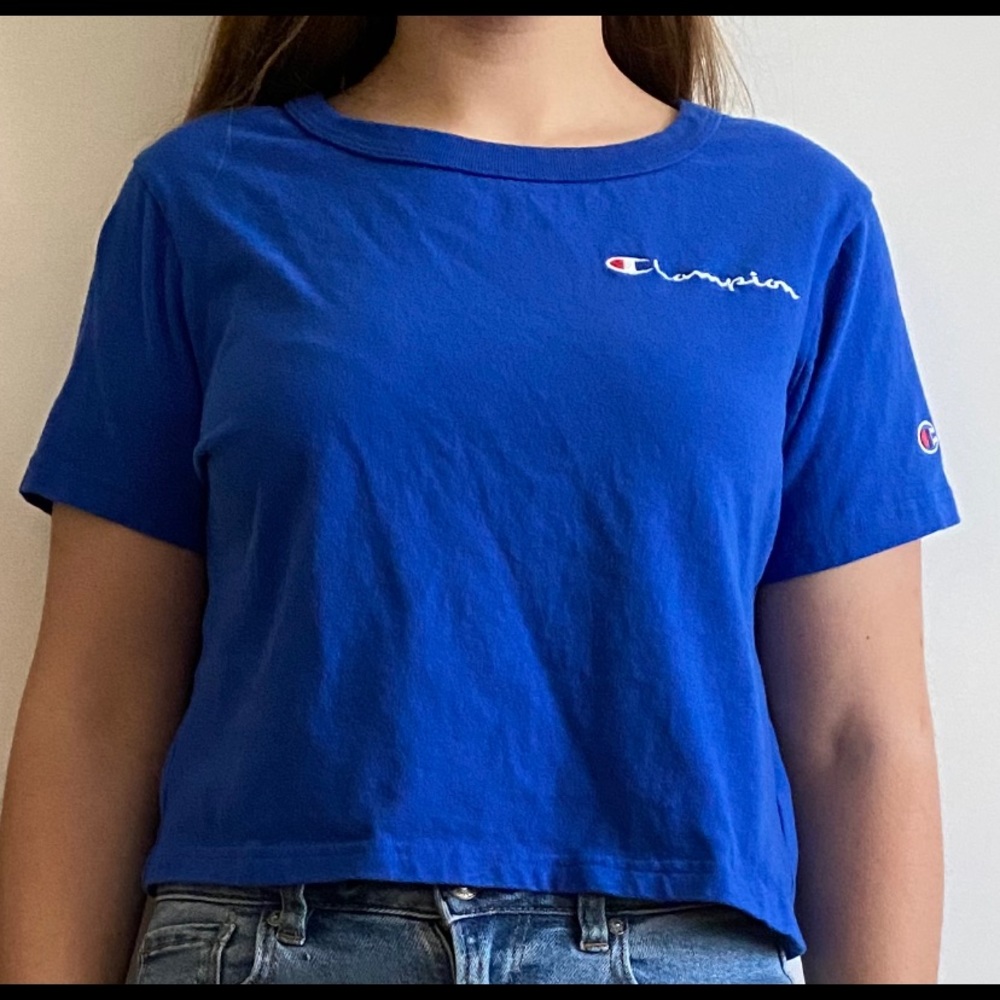 Blue Champion Cropped Tee
